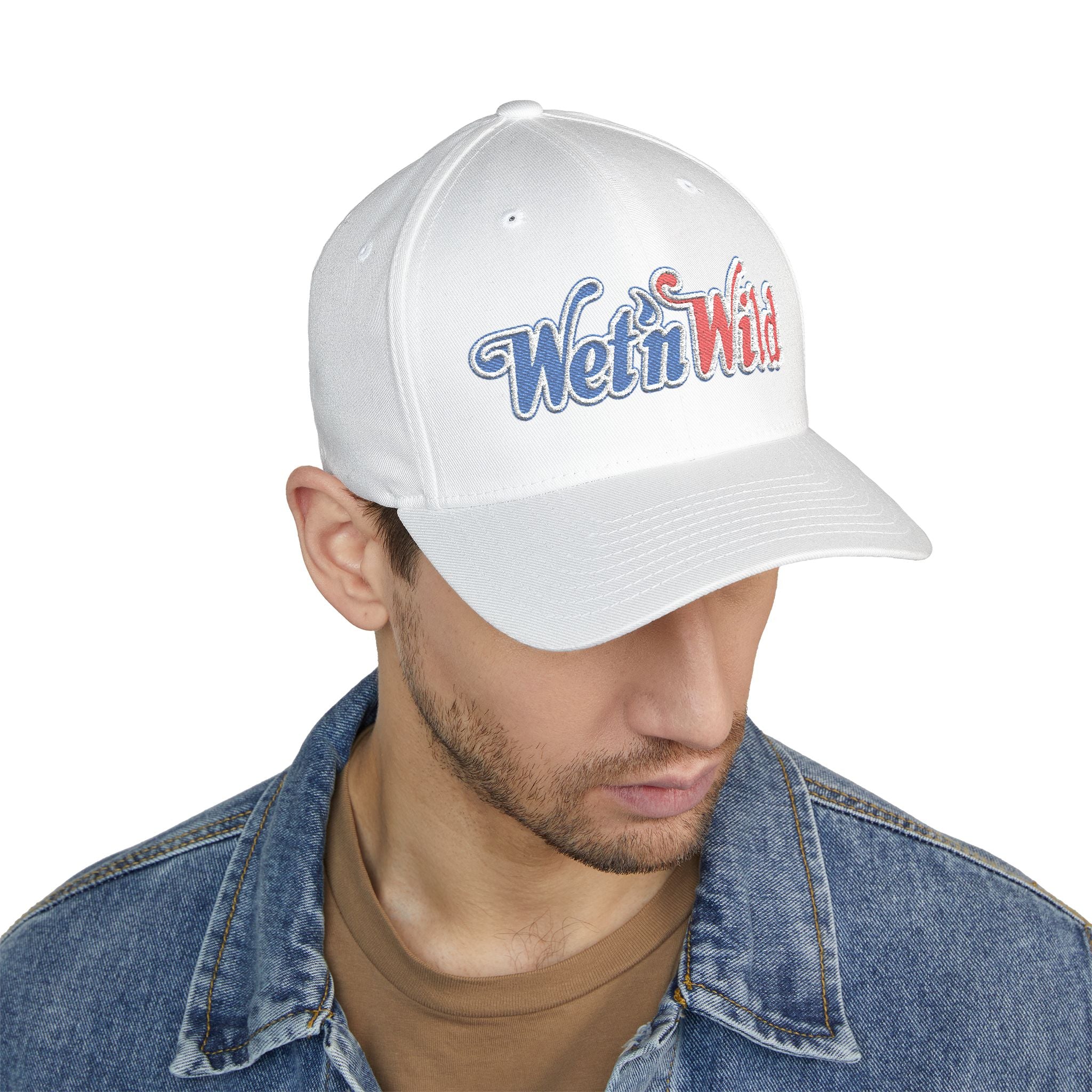 Wet 'n Wild Retro Embroidered Cap — Patriotic Red & Blue Retro Baseball Hat