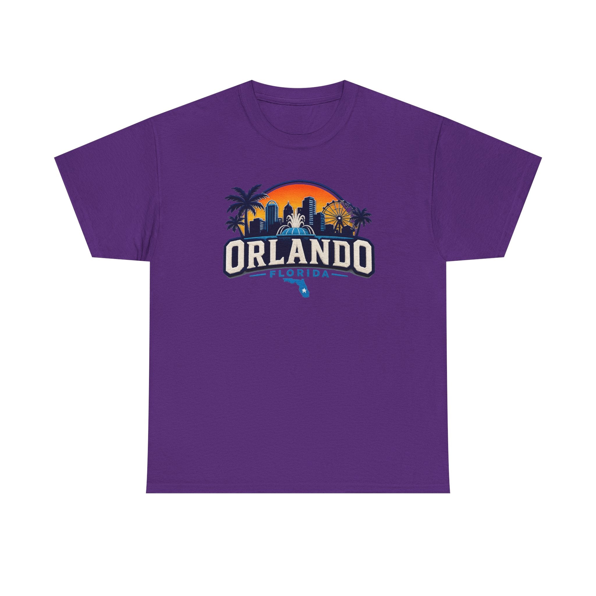Orlando Florida Sunset T-Shirt — Retro Skyline & Palm Tree Vacation Tee