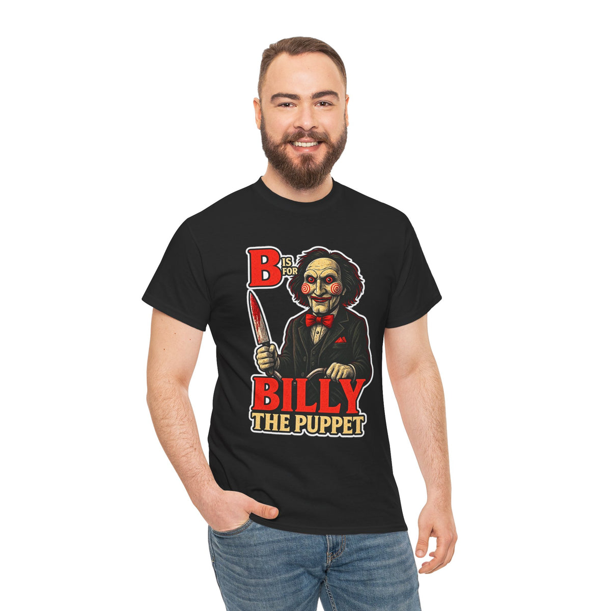 Billy the Puppet Horror Tee — Jigsaw-Style Killer Doll Graphic T-Shirt