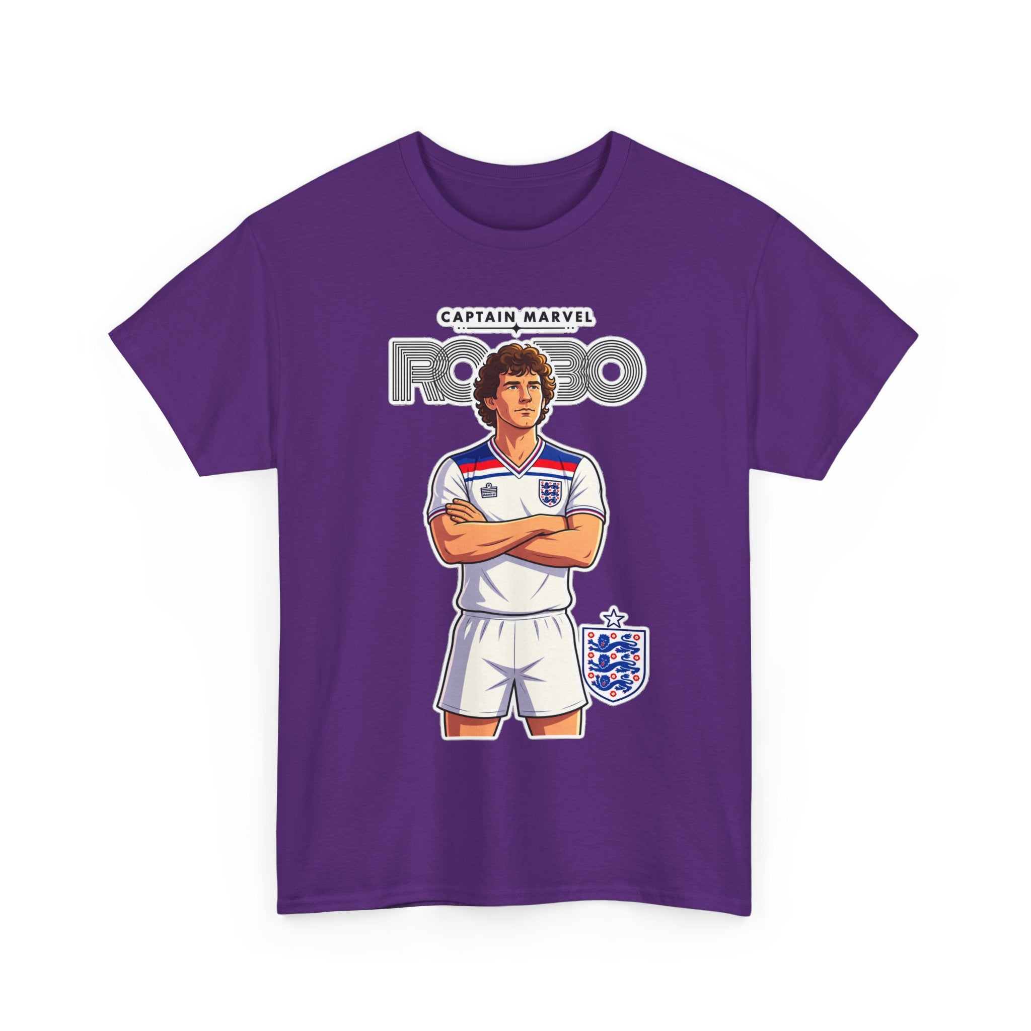 Bryan Robson Retro England Football Cotton T-Shirt / Tee — "Captain Marvel" Soccer Player Graphic