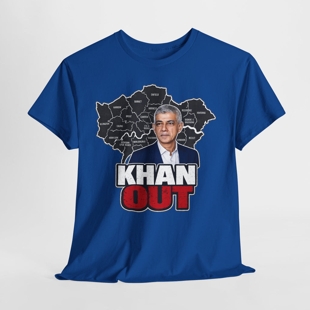 Sadiq Khan Out" Political Protest Tee with Sadiq Khan Graphic T-Shirt
