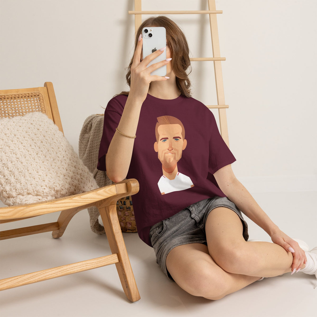 Harry Kane England Caricature Portrait Tee — Minimal Male Face Graphic Cotton T-Shirt