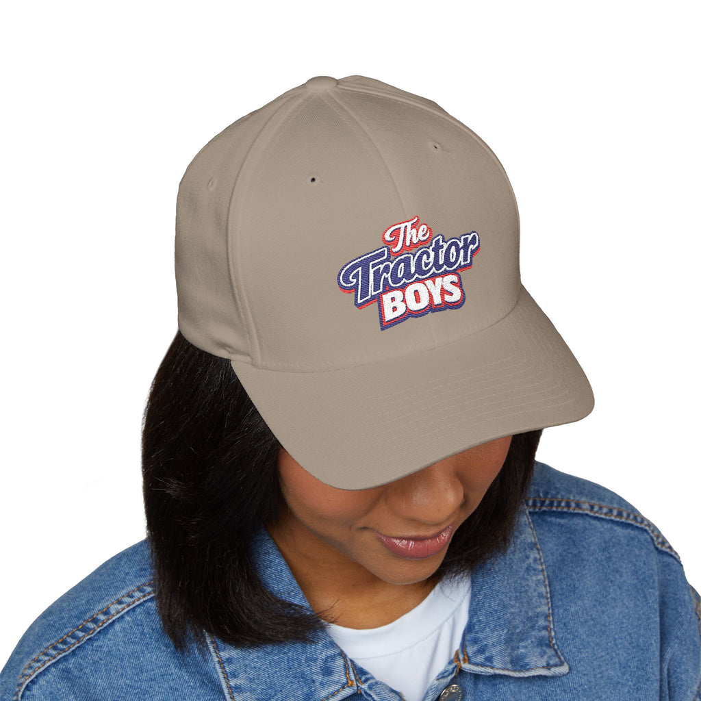 Embroidered 'The Tractor Boys' Structured Cap - Retro Red & Blue Logo