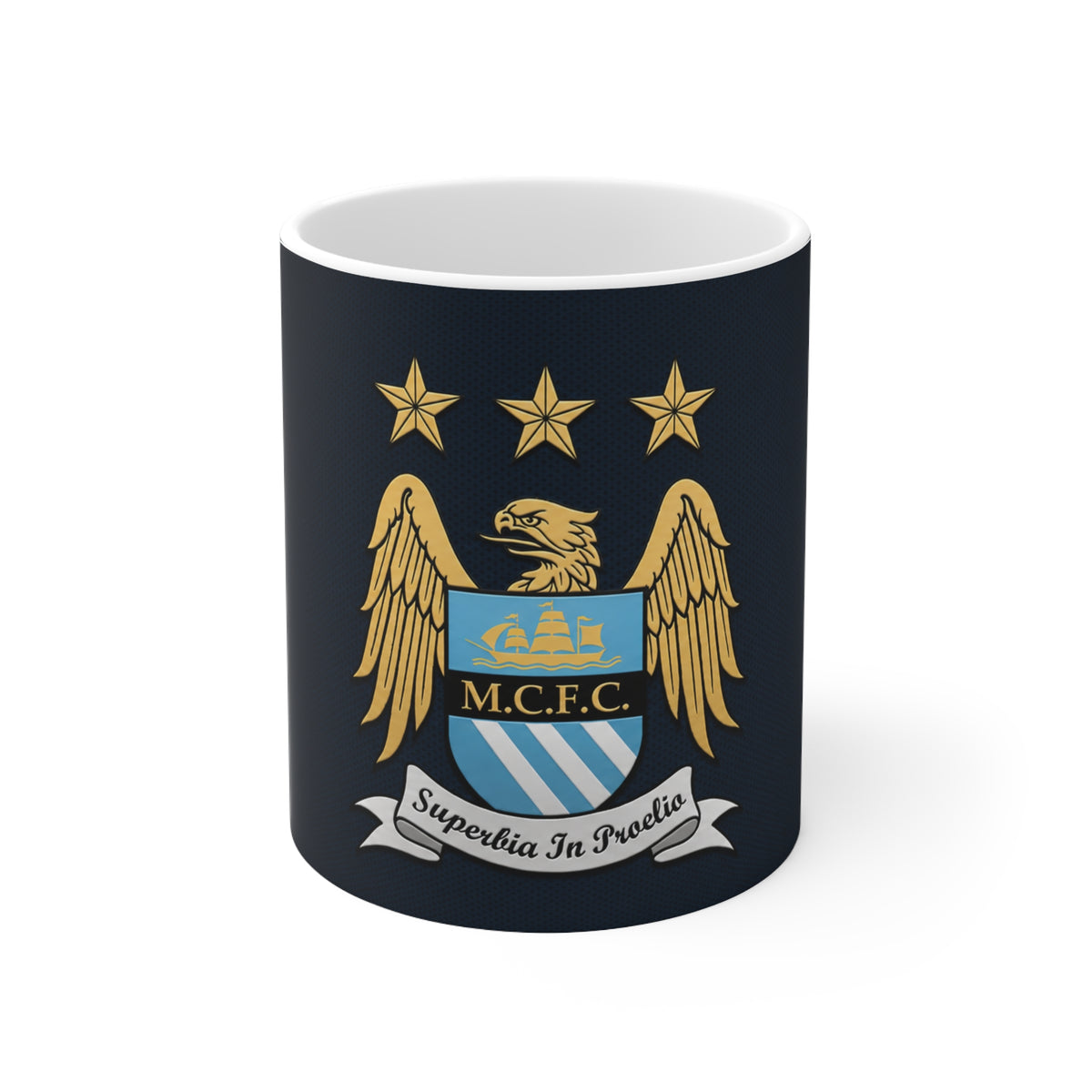 Manchester City Retro Crest Mug — MCFC Shield Ceramic Coffee Cup (11oz & 15oz)