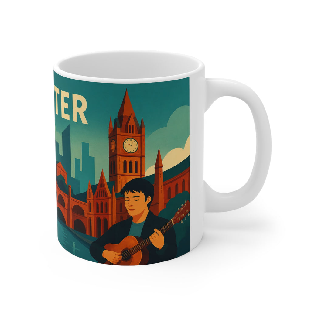 Manchester Vintage Travel Poster Coffee Mug — Bee & Tram 11oz/15oz