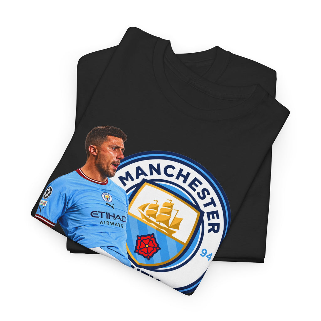 Rodri Manchester City Legend Cotton T-Shirt – Celebratory Slide Graphic Tee