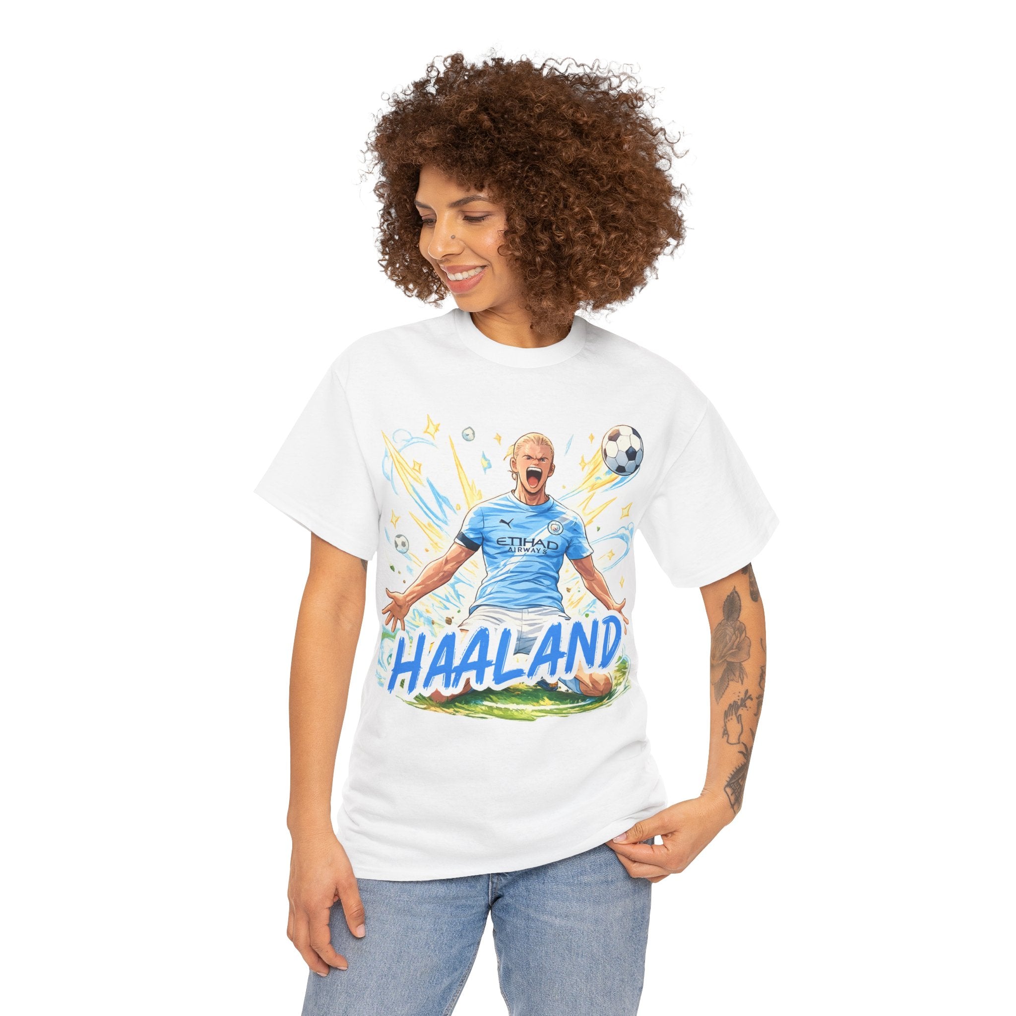 Erling Haaland Anime Fan Tee — Celebratory Football Player Graphic T-Shirt