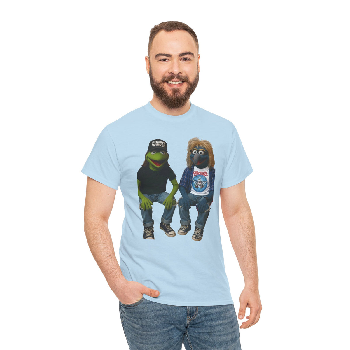 Kermit & Gonzo Waynes World Inspired Character Graphic T-Shirt