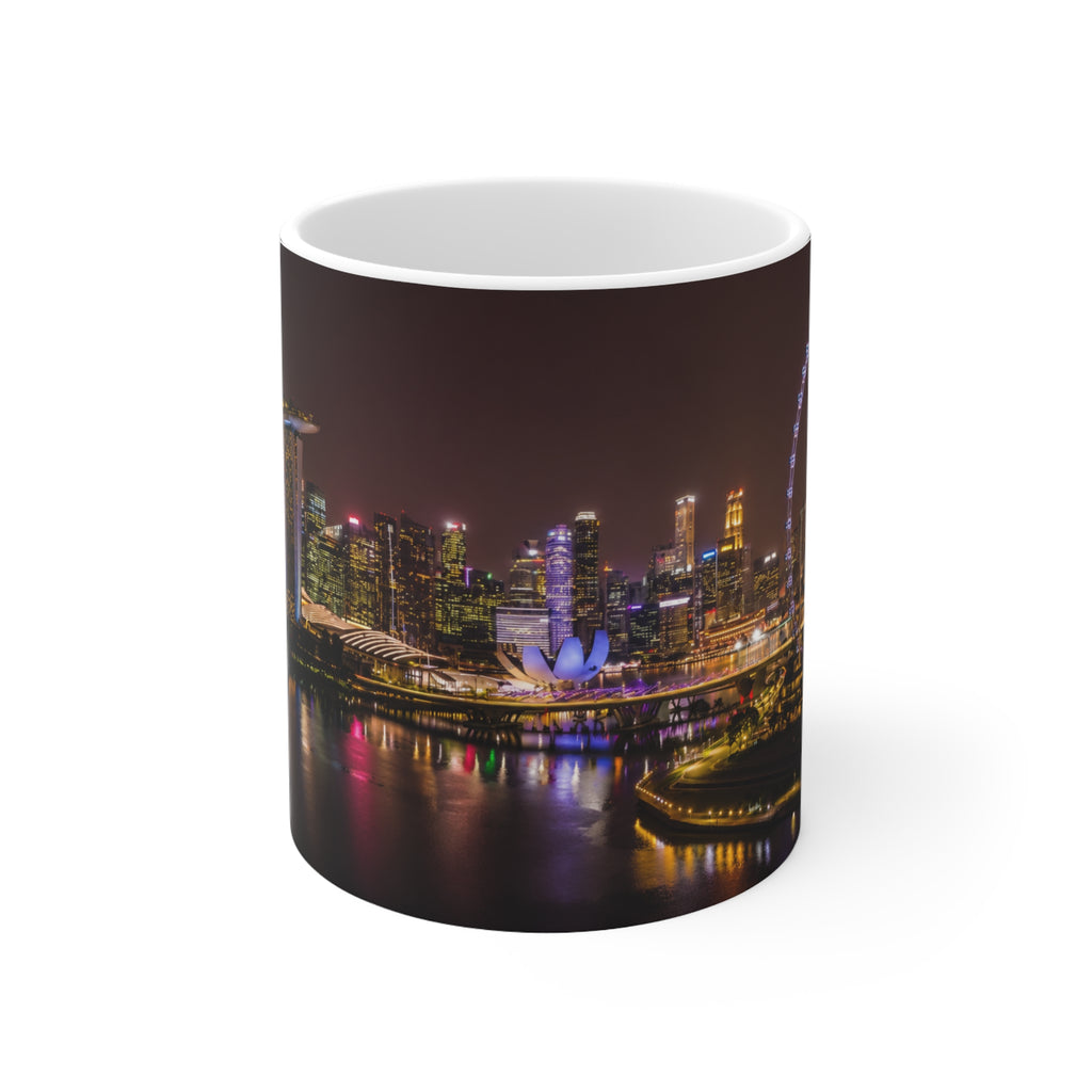 Singapore Night Skyline Coffee Mug — Marina Bay Sands Cityscape Ceramic Mug (11oz, 15oz)