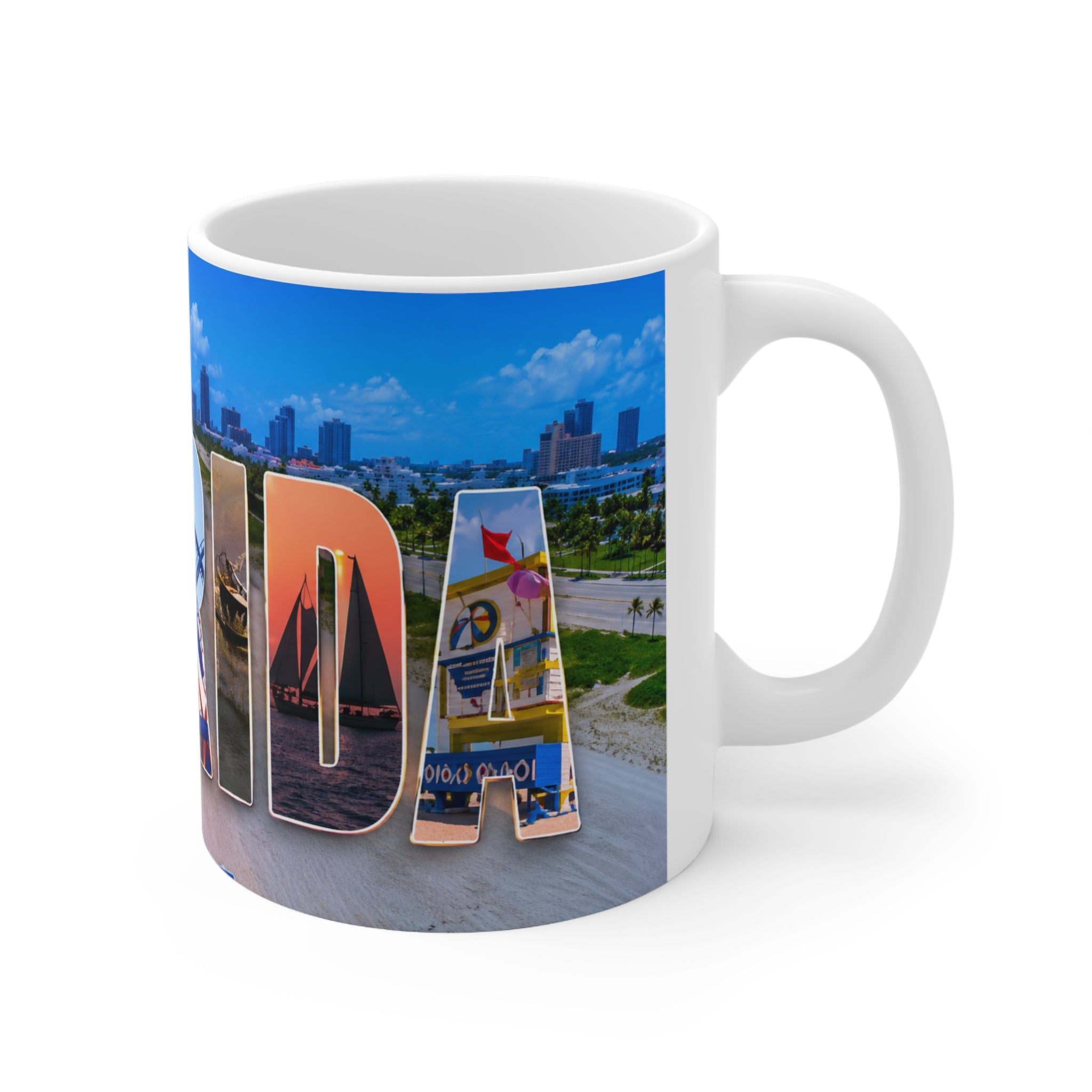 Florida Vacation Mug - "Escape to Florida" Ceramic Coffee Cup, 11oz & 15oz