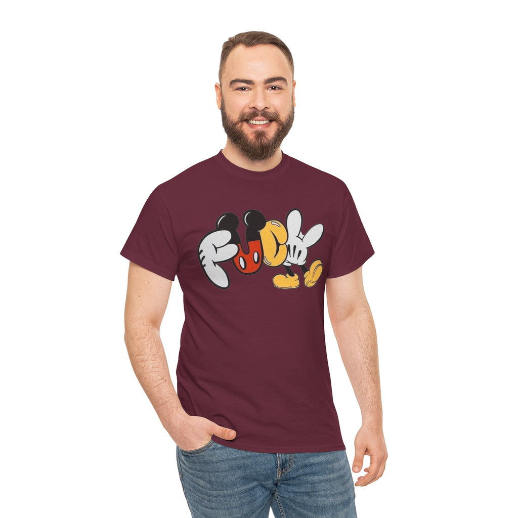 F**K Disney Graphic Tee — Playful Cartoon Hands & Shoes Design