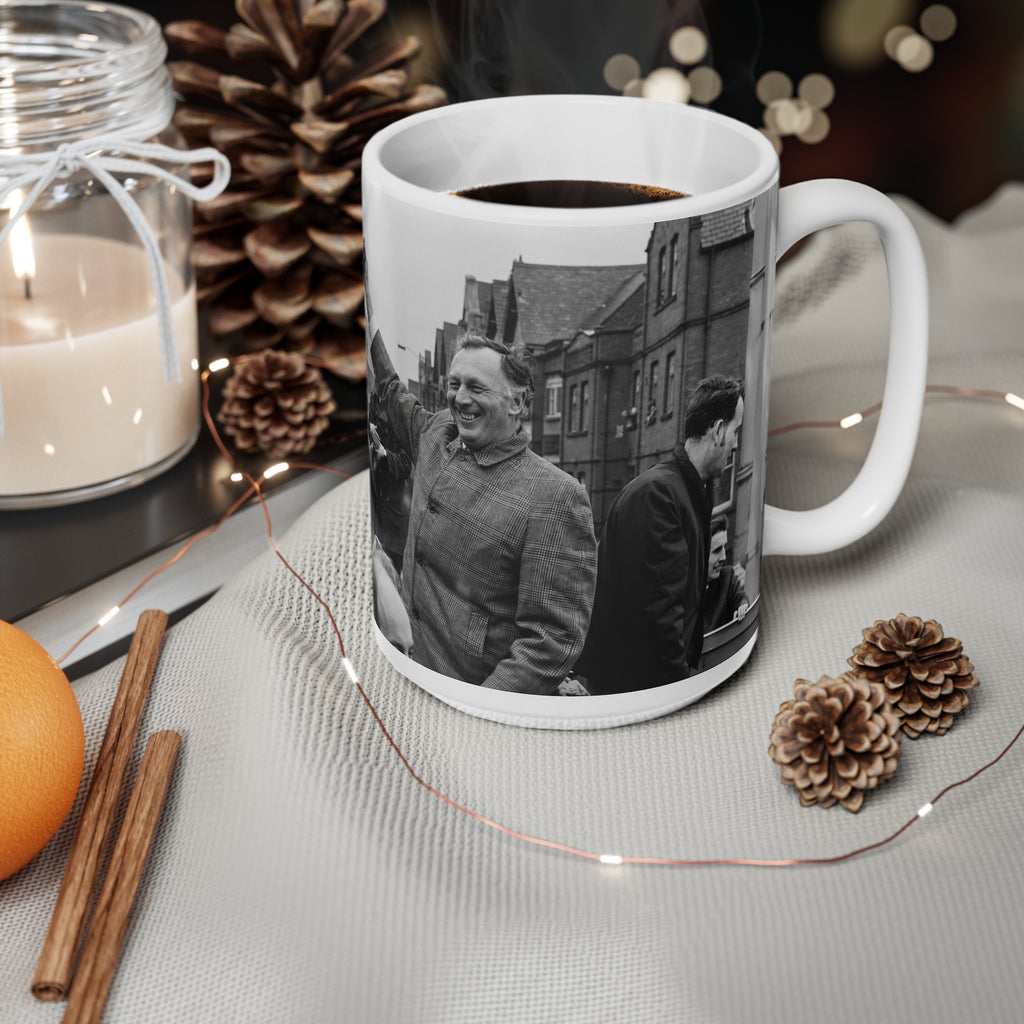 Joe Mercer Manchester City Victory Photo Mug – Black & White Retro Football Celebration Coffee Cup (11oz/15oz)