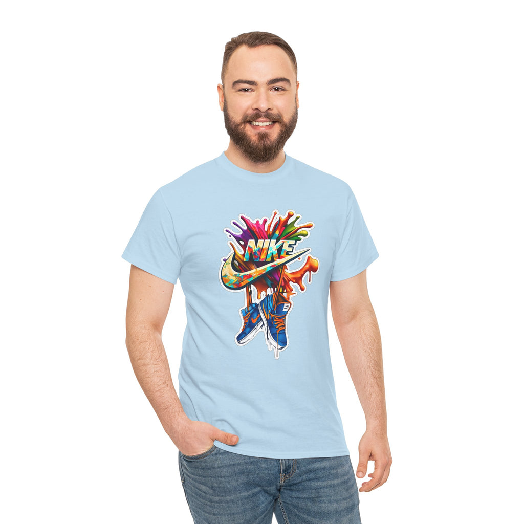 Nike Inspired Splash Graphic Tee — Colorful Sneaker Streetwear T-Shirt