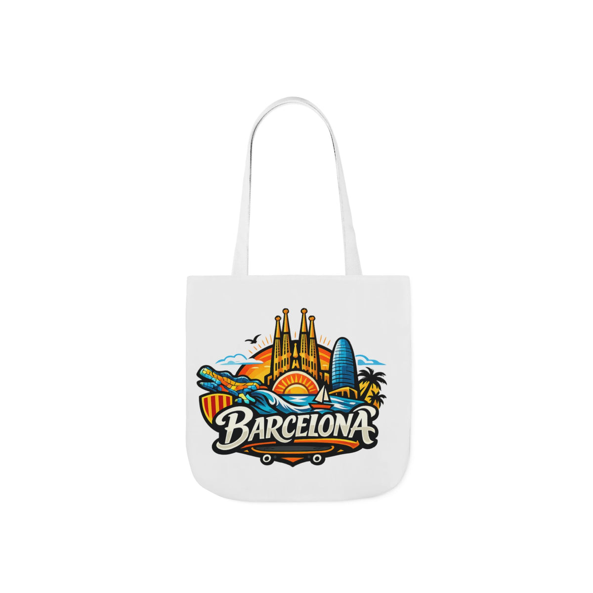 Barcelona Skyline Canvas Tote Bag — Colorful Travel Souvenir Tote