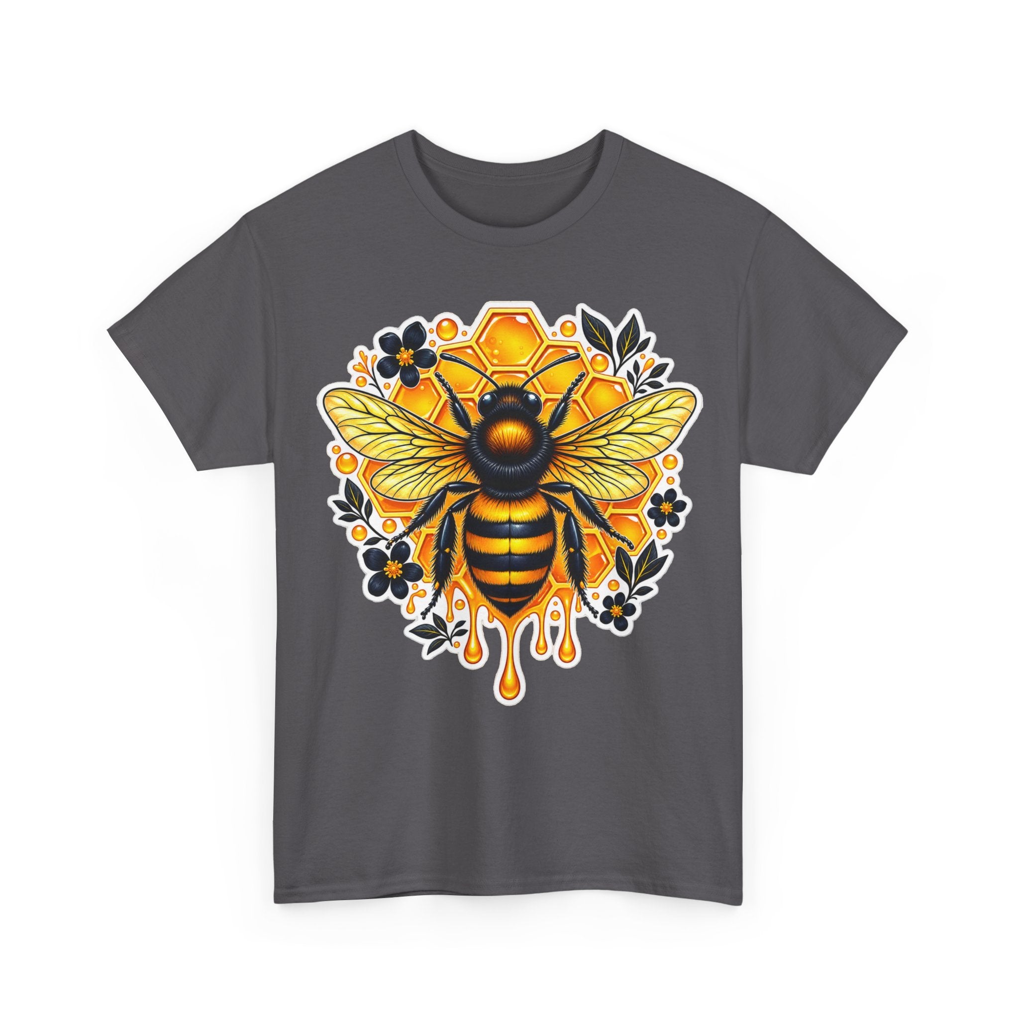 Manchester Bee Honeycomb T‑Shirt — Floral Dripping Honey Graphic Tee