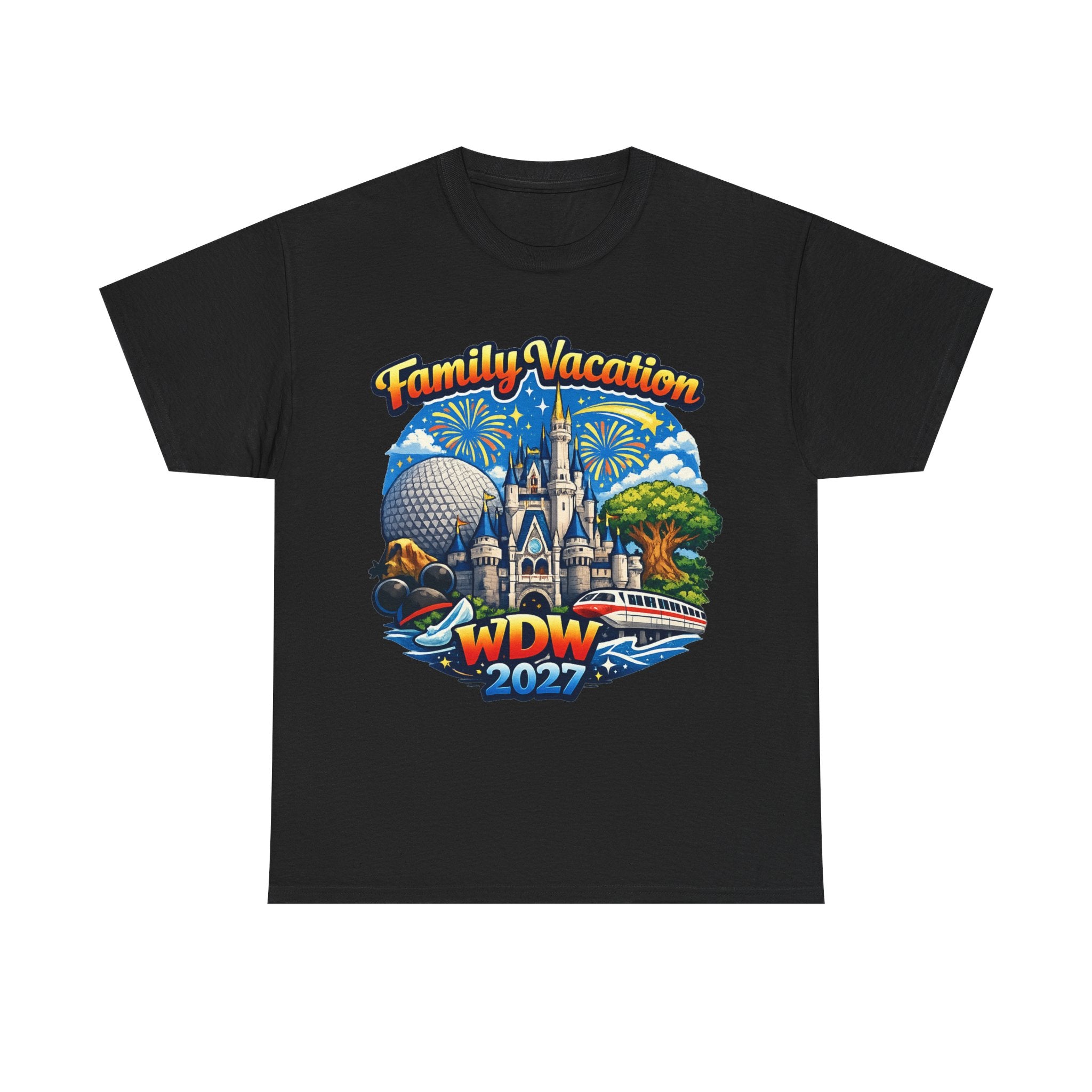 Family Vacation WDW 2027 T-Shirt – Disney Park Castle & Fireworks Vacation Tee