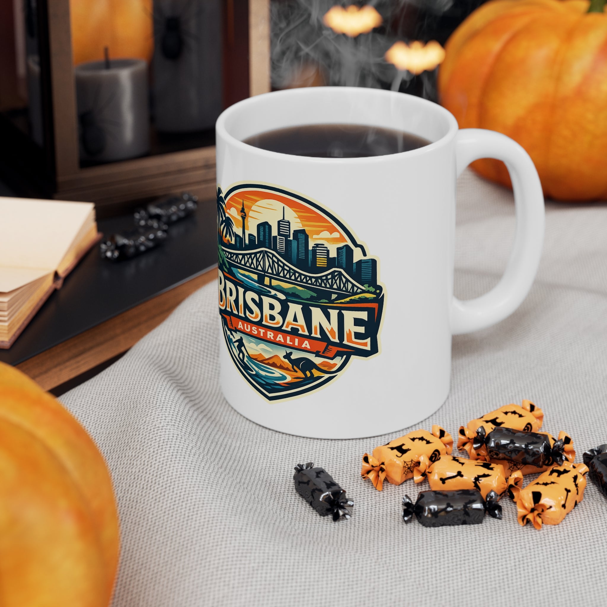 Brisbane Skyline Ceramic Mug — Australia City Souvenir Coffee Cup (11oz & 15oz)