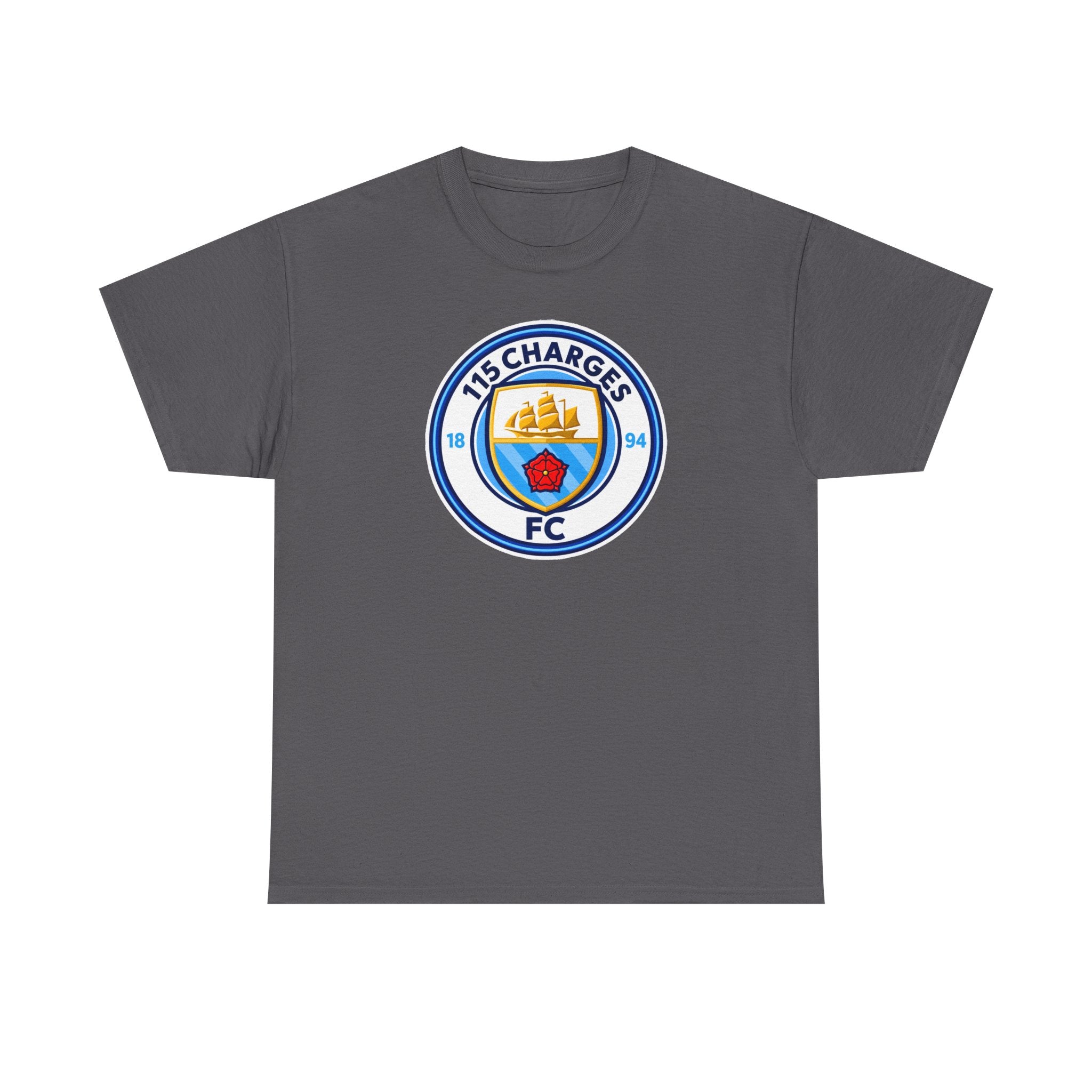 115 Charges FC Crest Cotton Tee — Vintage Blue Club Logo T-Shirt