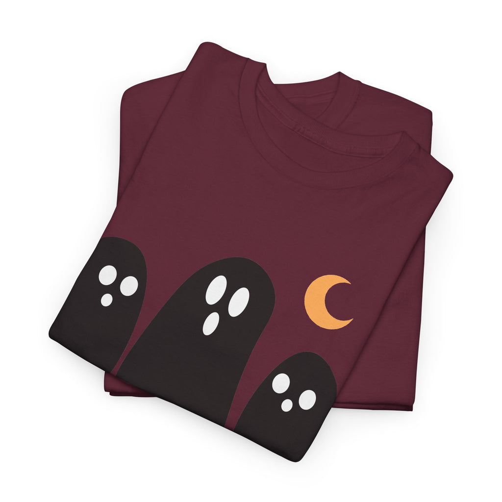 Ghost Trio Moon T-Shirt — Cute Halloween Graphic Tee
