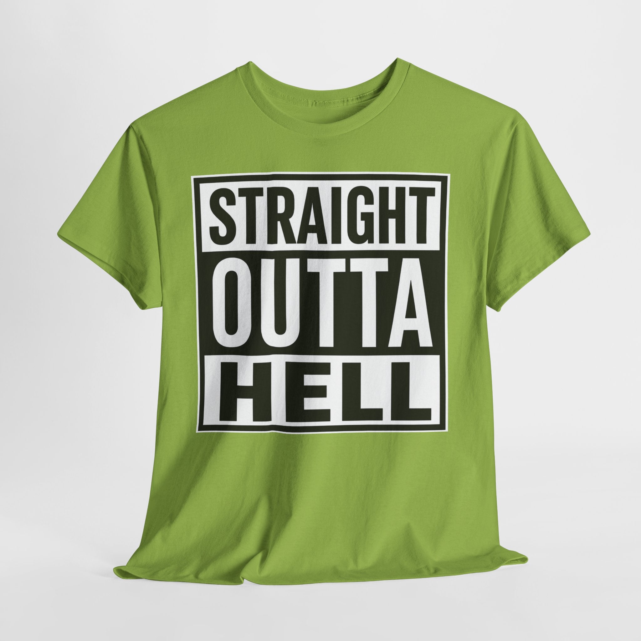 Straight Outta Hell T-Shirt — Bold Gothic Graphic Tee