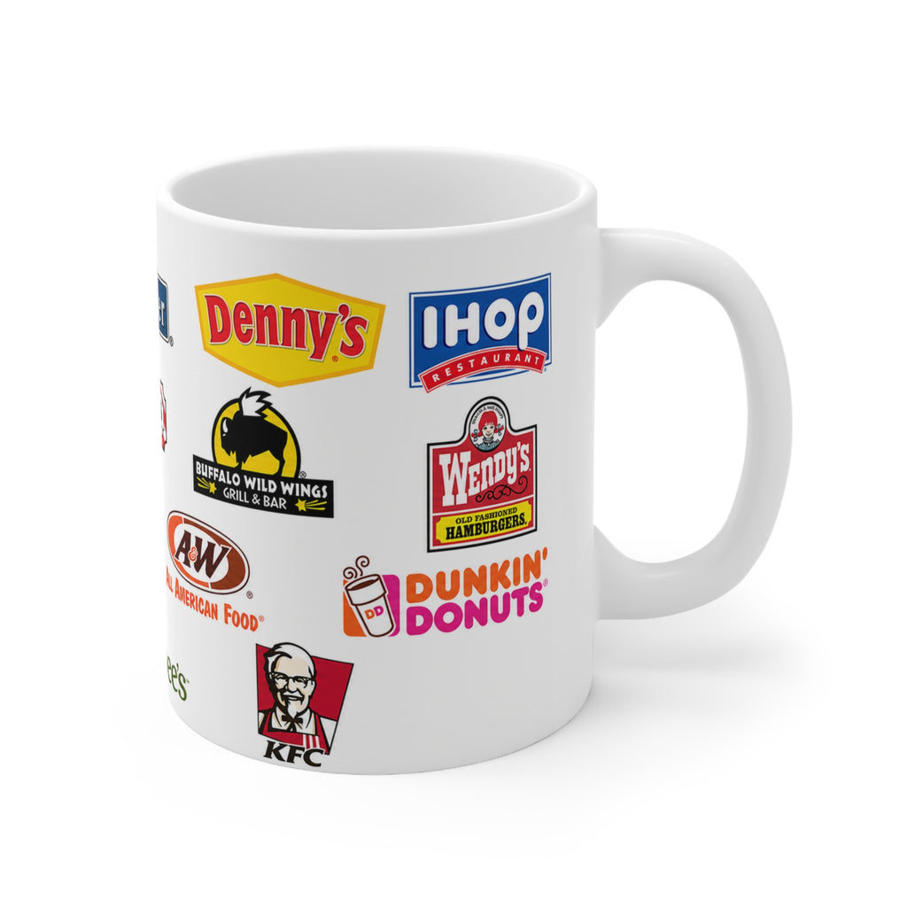 American Food Chains Collage Mug — Classic American Restaurant Brands Coffee Cup (11oz & 15oz)