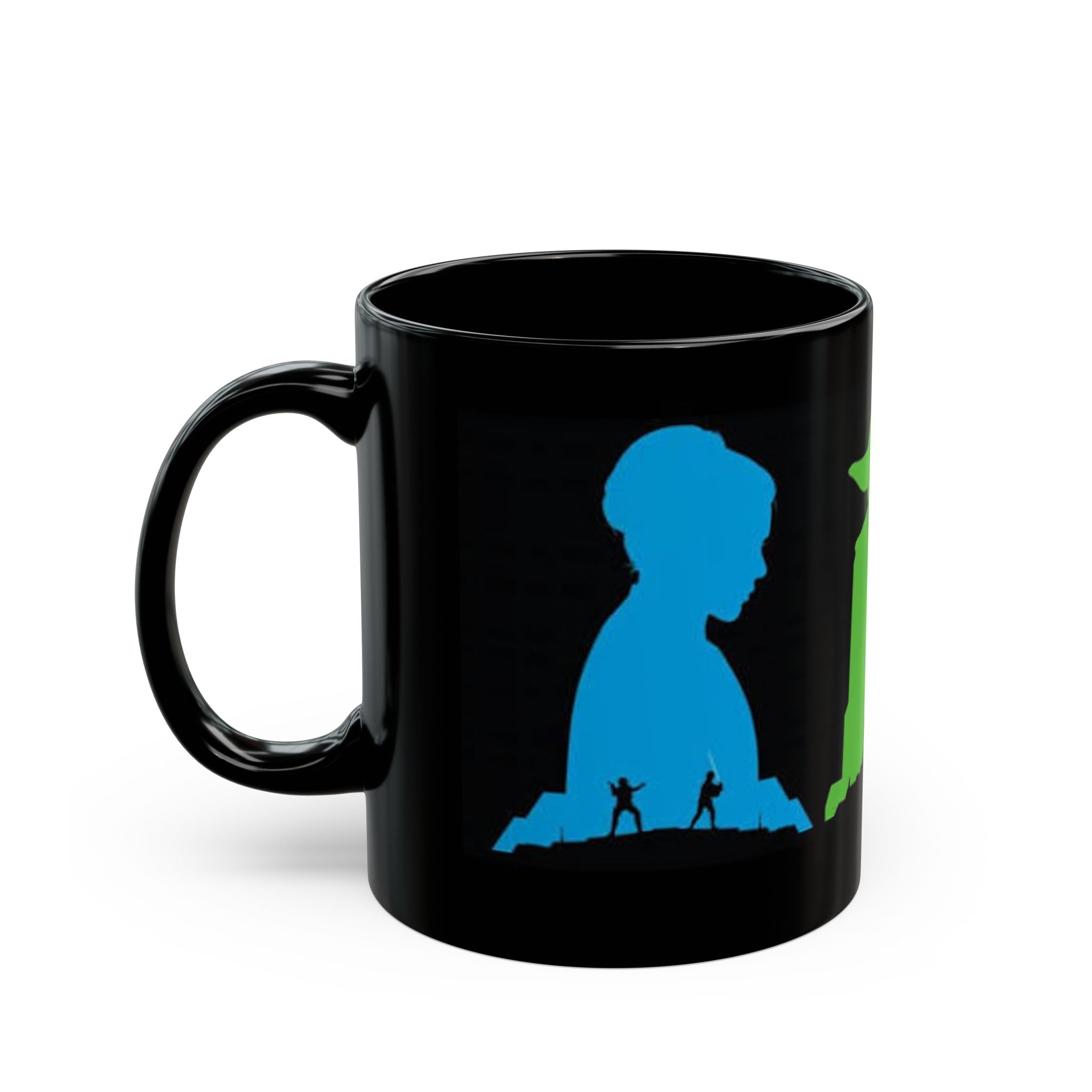 Star Wars Silhouette Mug — Yoda, Vader & Luke Color Portrait Coffee Cup (11oz/15oz)