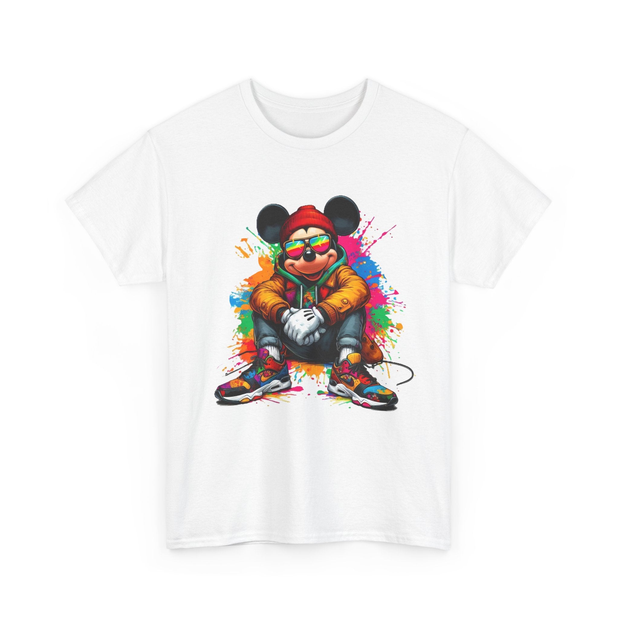 Streetwear Mouse Graphic Tee — Colorful Urban Hip-Hop Cartoon Shirt