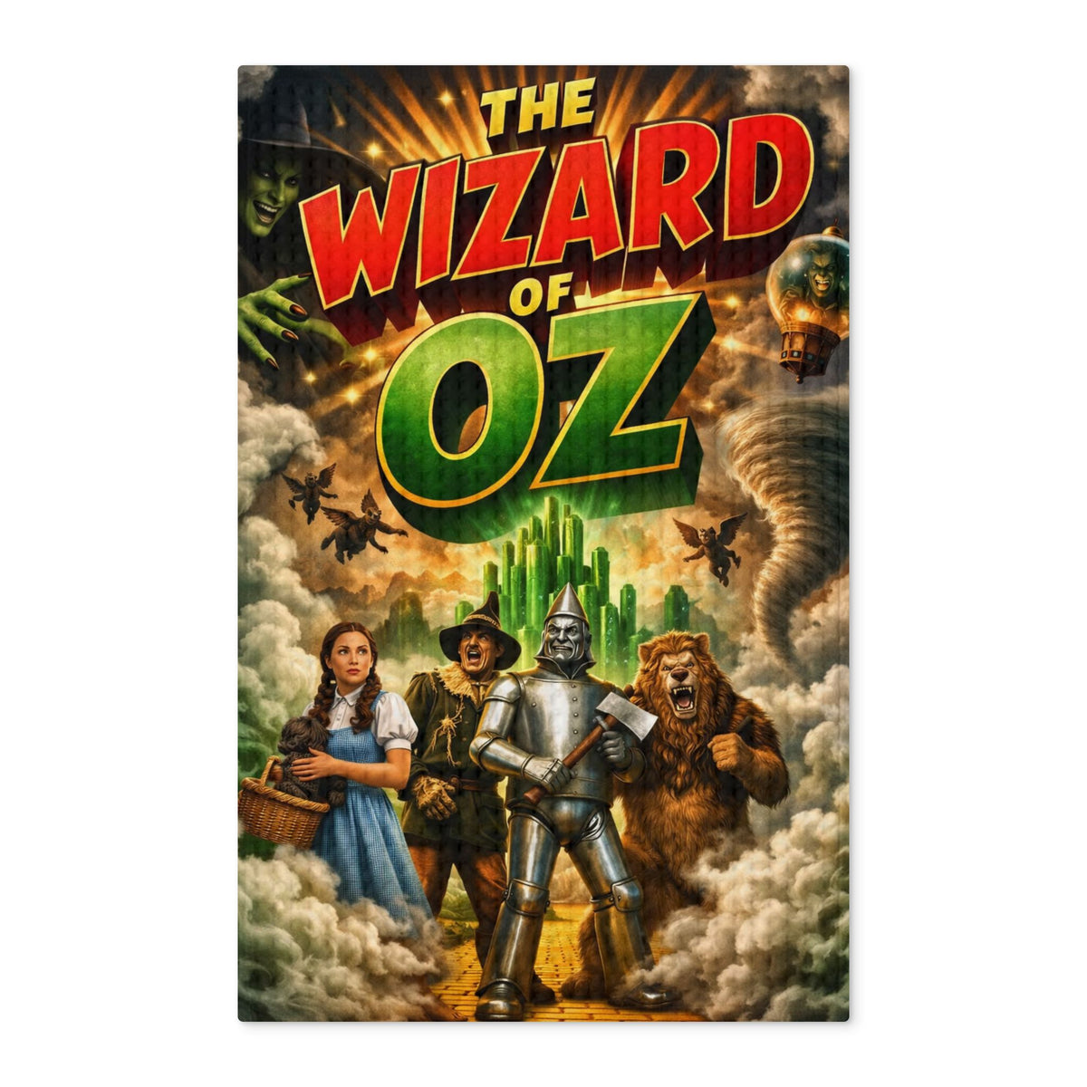 The Wizard of Oz Tea Towel - Vintage Movie Poster Waffle Kitchen Towel (Double-Sided)