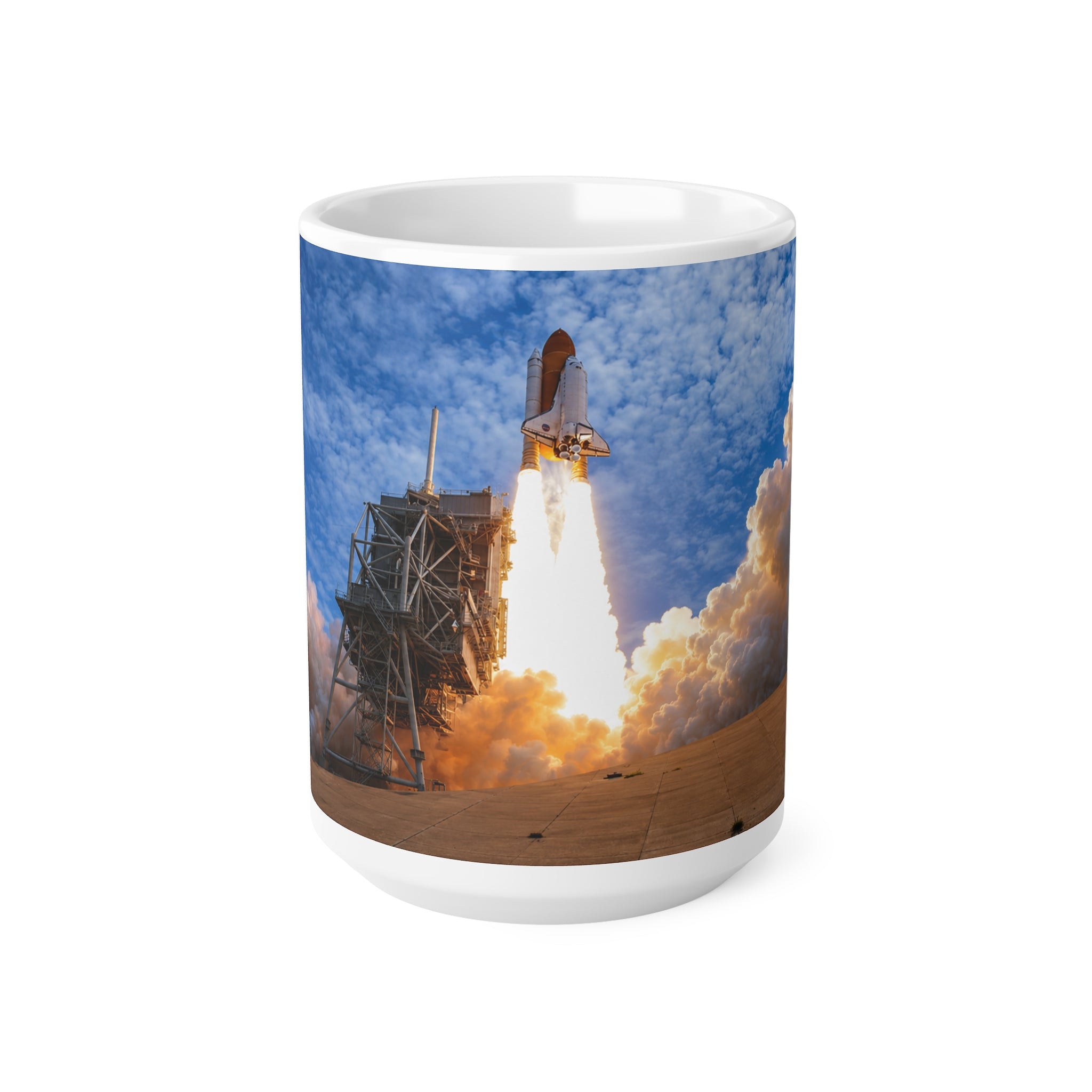Space Shuttle Launch Coffee Mug — NASA Rocket Takeoff Photo Ceramic Mug (11oz & 15oz)