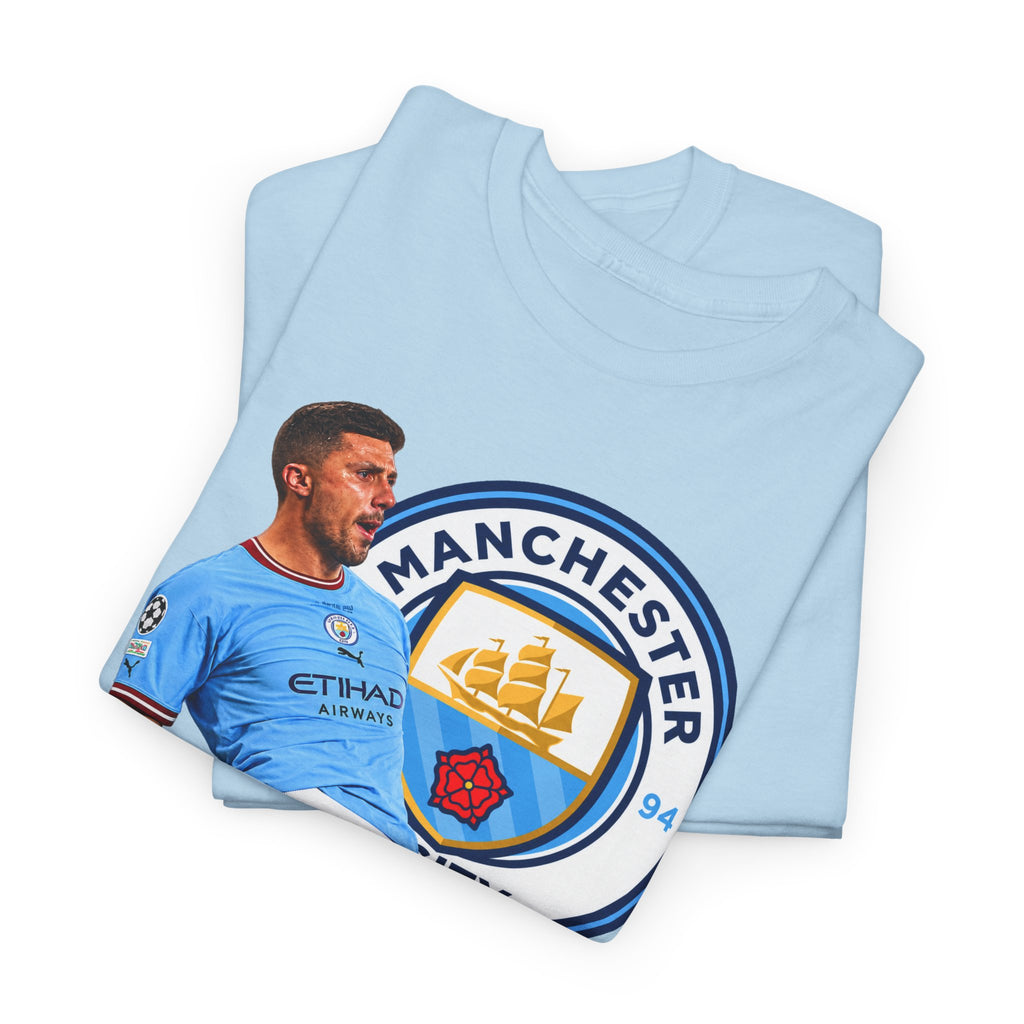Rodri Manchester City Legend Cotton T-Shirt – Celebratory Slide Graphic Tee