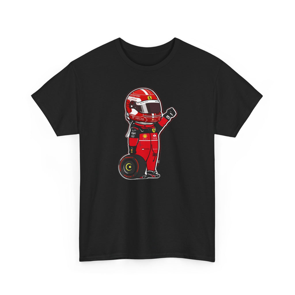 Race Car Driver Cartoon Tee — Cute Red Helmet Racing Shirt