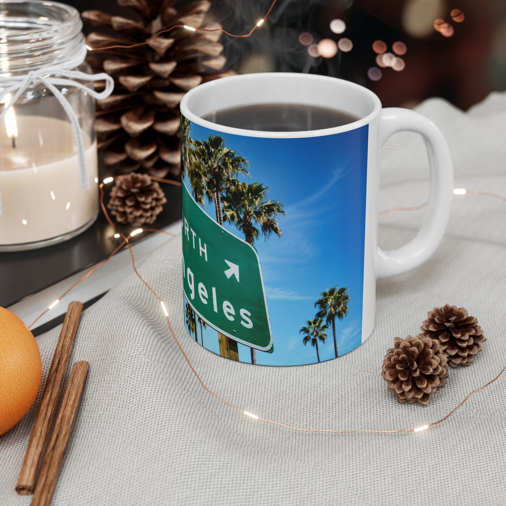 Los Angeles Highway Sign Ceramic Coffee Mug – 11oz & 15oz