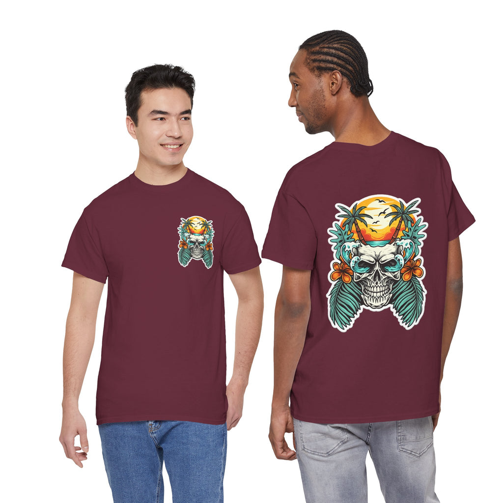 Tropical Skull Tee — Sunset Palm Beach Skull T-Shirt