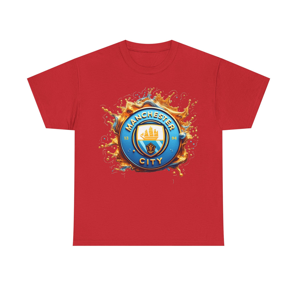 Manchester City Inspired Splash Logo Cotton T-Shirt