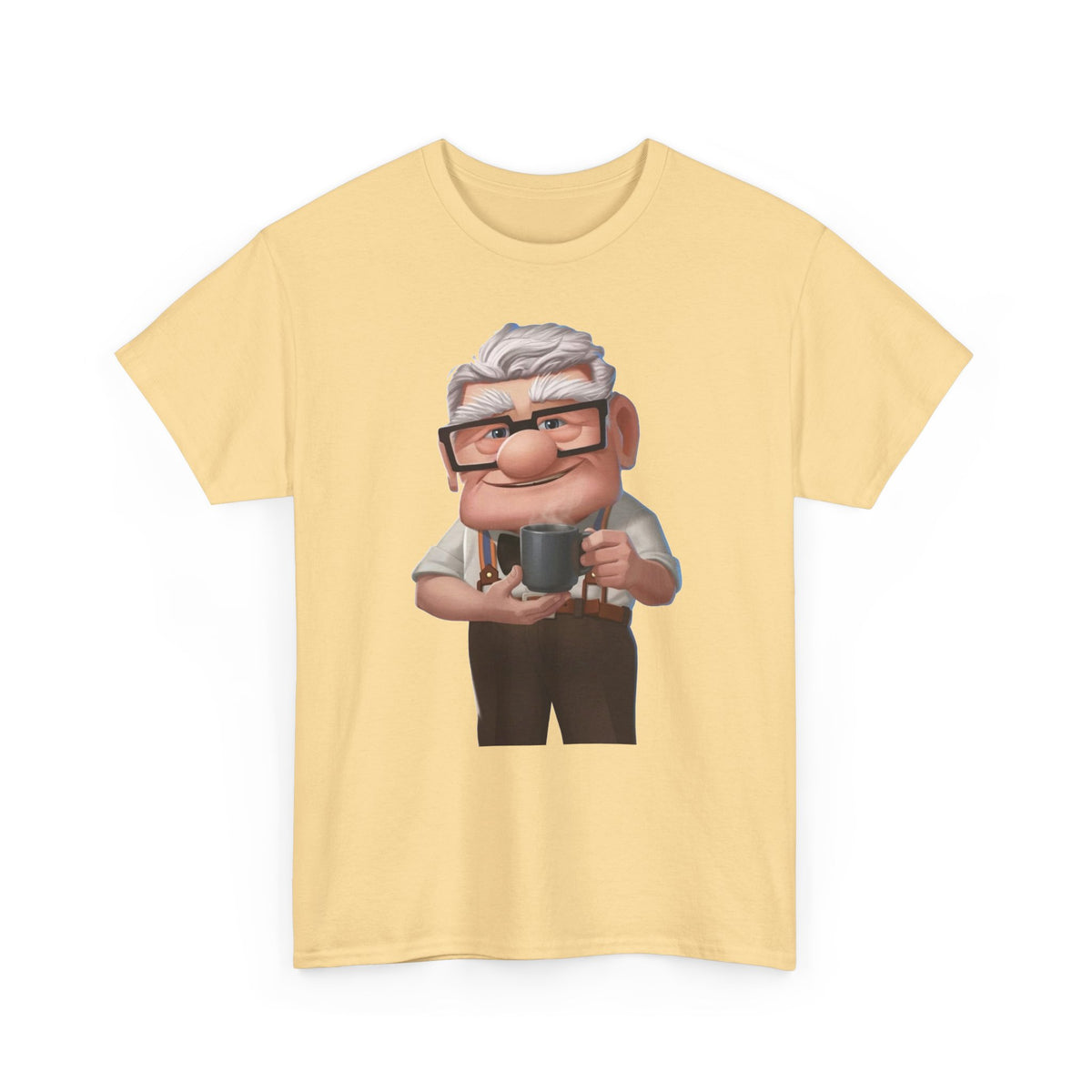 Disney Up Cartoon Grandpa Mug Graphic Tee - Cute Elderly Character T-Shirt