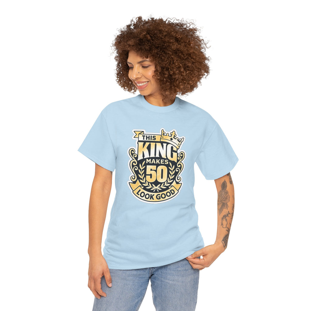 50th Birthday King T-Shirt – "This King Makes 50 Look Good"