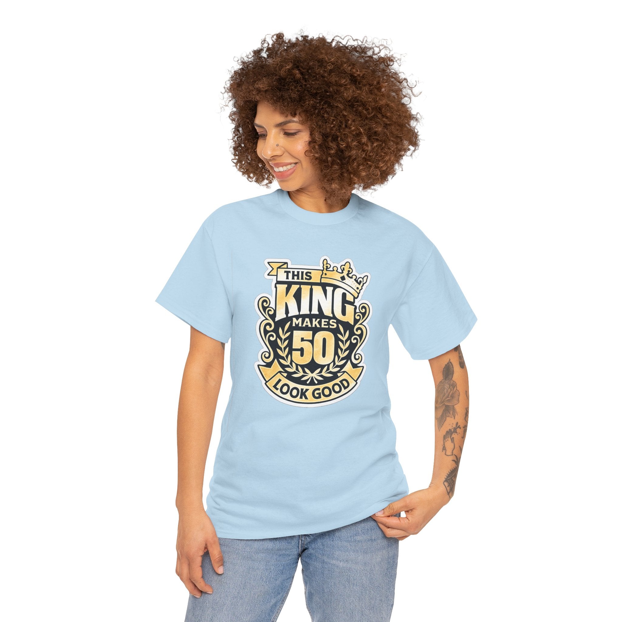 50th Birthday King T-Shirt – "This King Makes 50 Look Good"