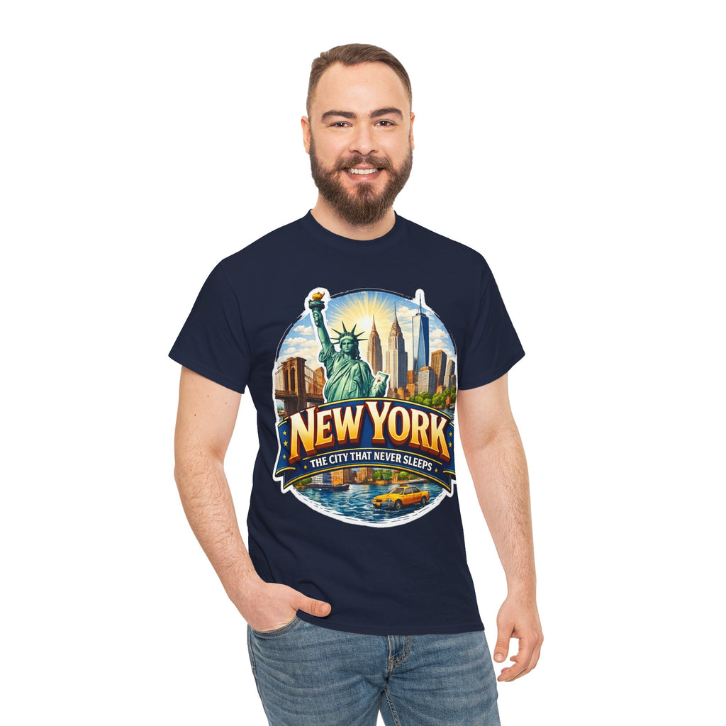 New York City T-Shirt - 'The City That Never Sleeps' Vintage Skyline Tee