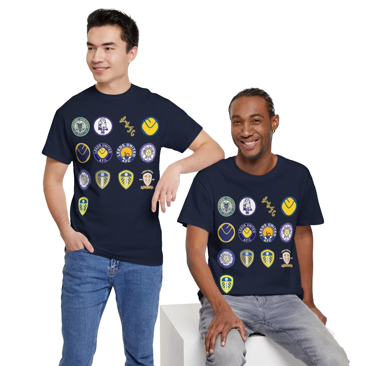 Leeds United Retro Crest Cotton T-Shirt — Vintage Football Club Emblem Tee
