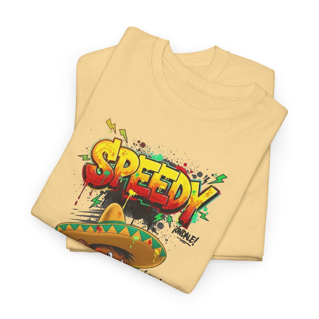 Speedy Sombrero Cartoon Tee — Mexican Street Food Runner Graphic T-Shirt