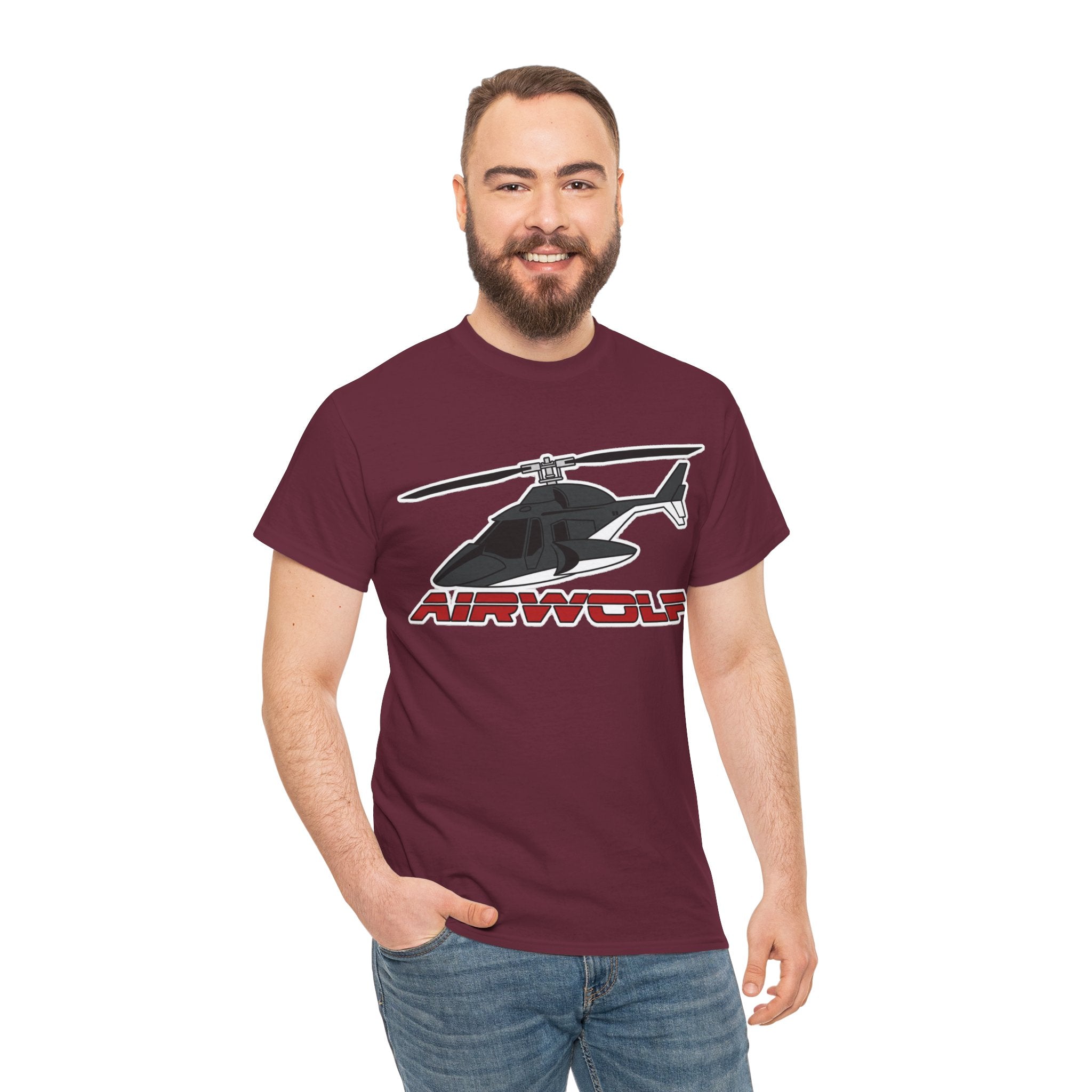 Helicopter Airwolf Tee — Retro Airwolf Logo Graphic T‑Shirt