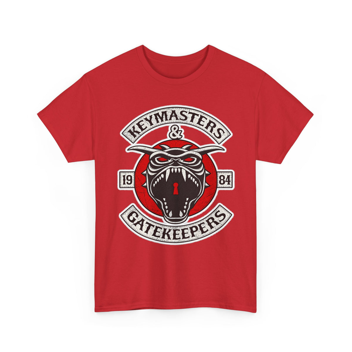 Keymasters & Gatekeepers Tee — Retro Demon Key Emblem Shirt (Since 1984)