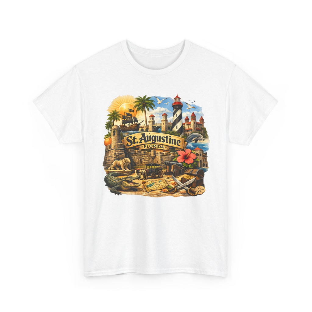 St. Augustine Florida Vintage Travel Tee — Retro Beach & Lighthouse Souvenir T-Shirt