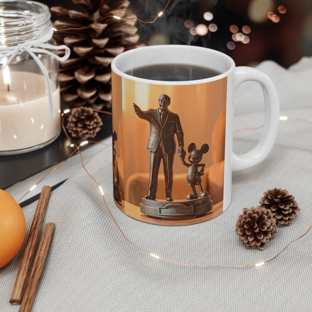 Bronze Statue Disney Park Mug — 'Partners' Mickey & Walt Ceramic Coffee Cup (11oz, 15oz)
