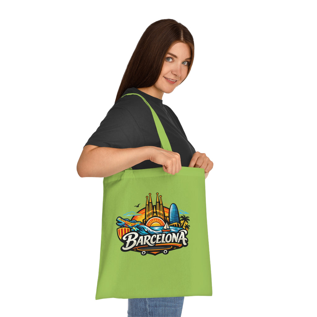 Barcelona Skyline Cotton Tote — Souvenir Travel Beach Bag