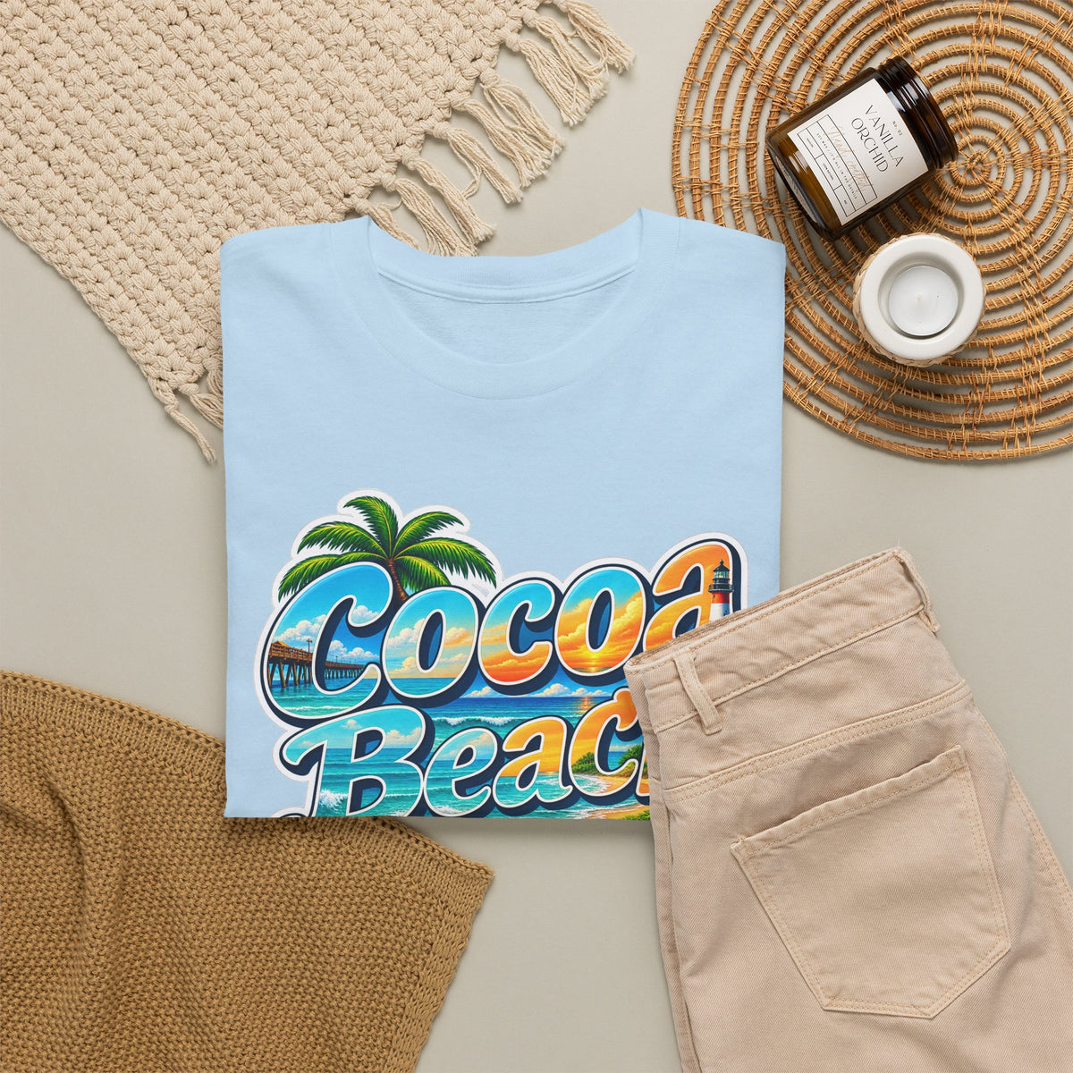 Cocoa Beach Florida Vintage Surf Cotton T-Shirt