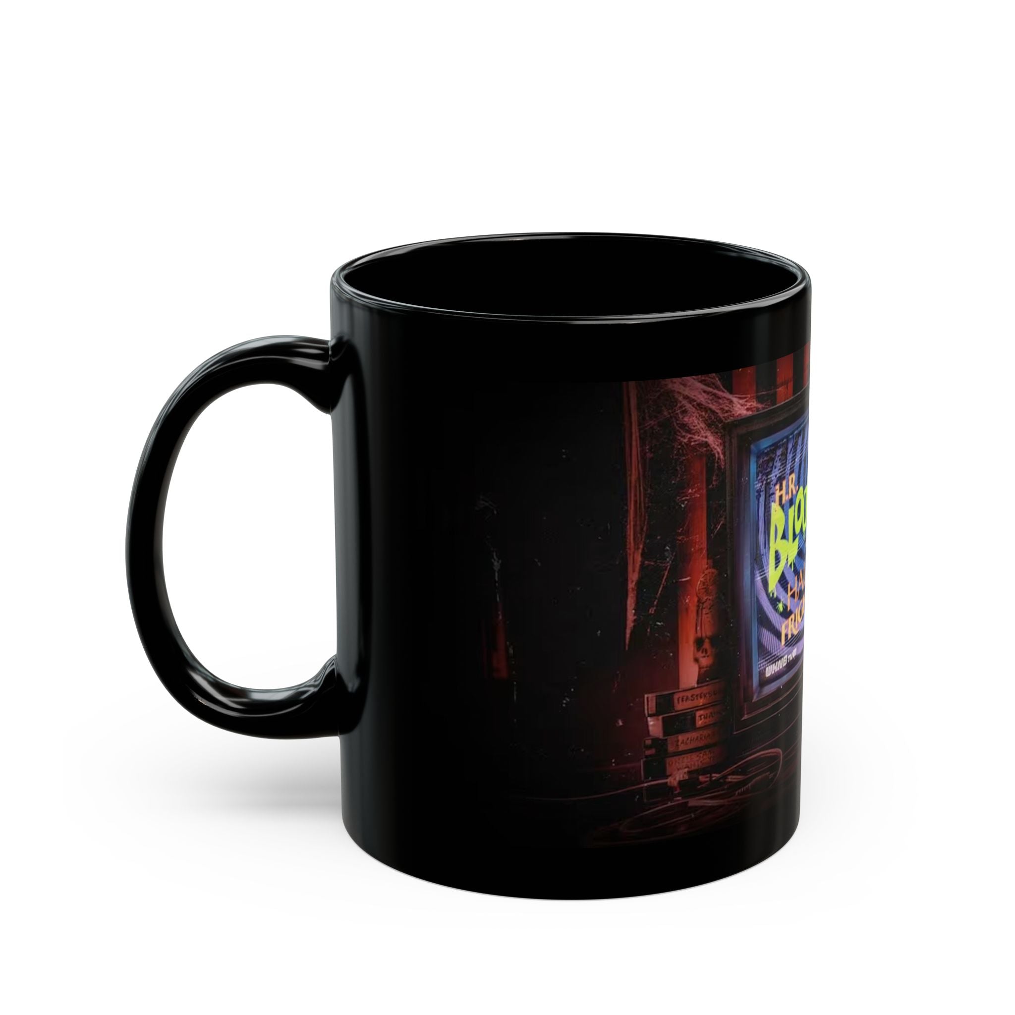 Halloween Horror Mug — 'Blood & Gutz Halloween Fright-Tacular' Black Ceramic Coffee Cup