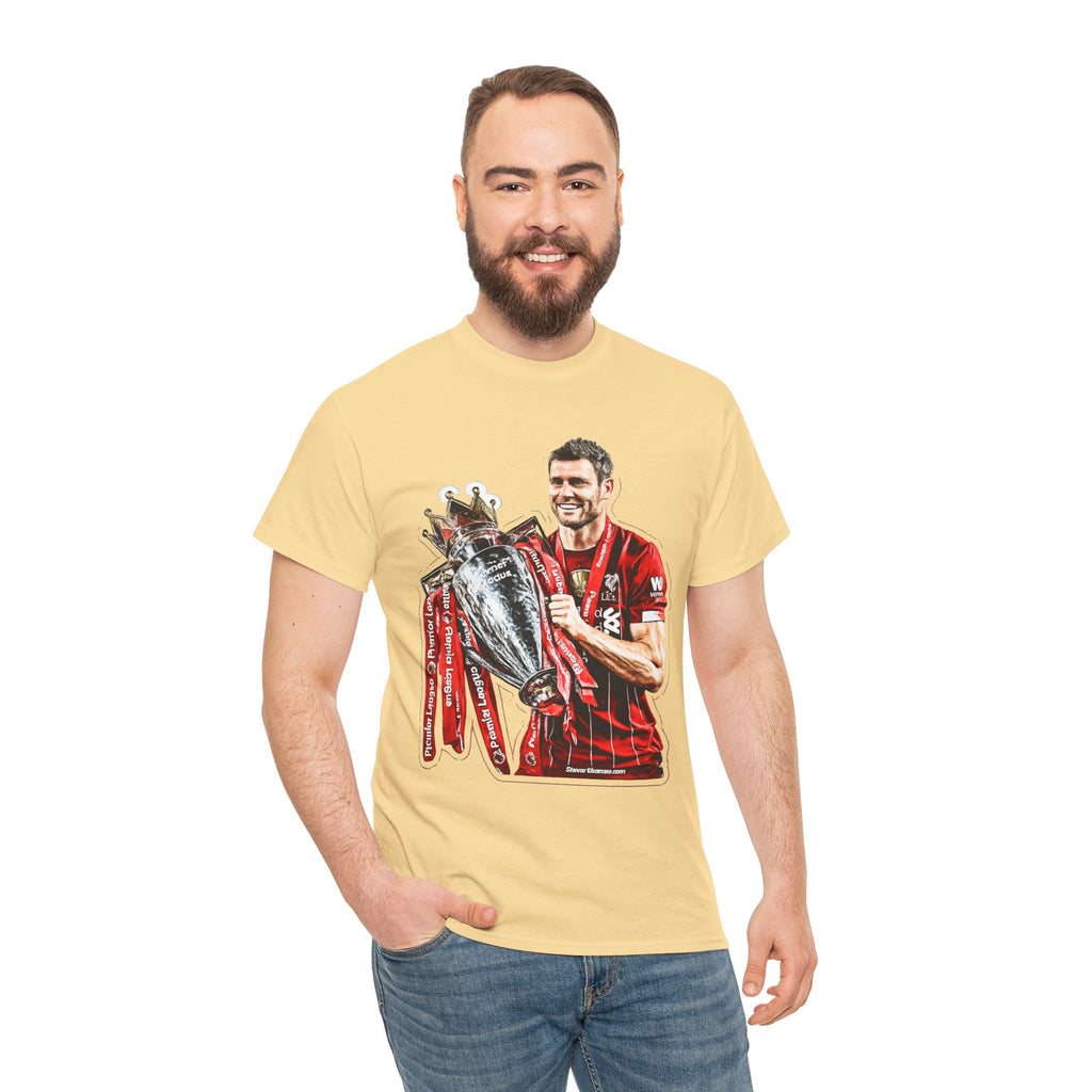 James Milner Liverpool Premier League Champion Trophy T-Shirt — Player Holding Premier Trophy