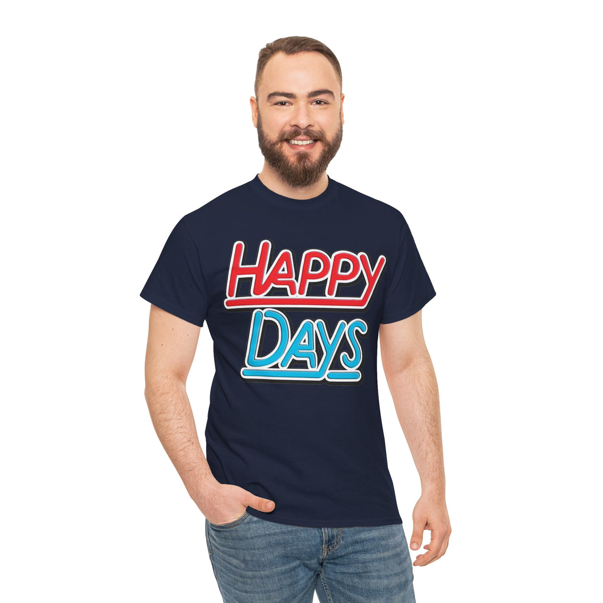 Happy Days T-Shirt — Retro Red & Blue Inspired Graphic Cotton T-shirt