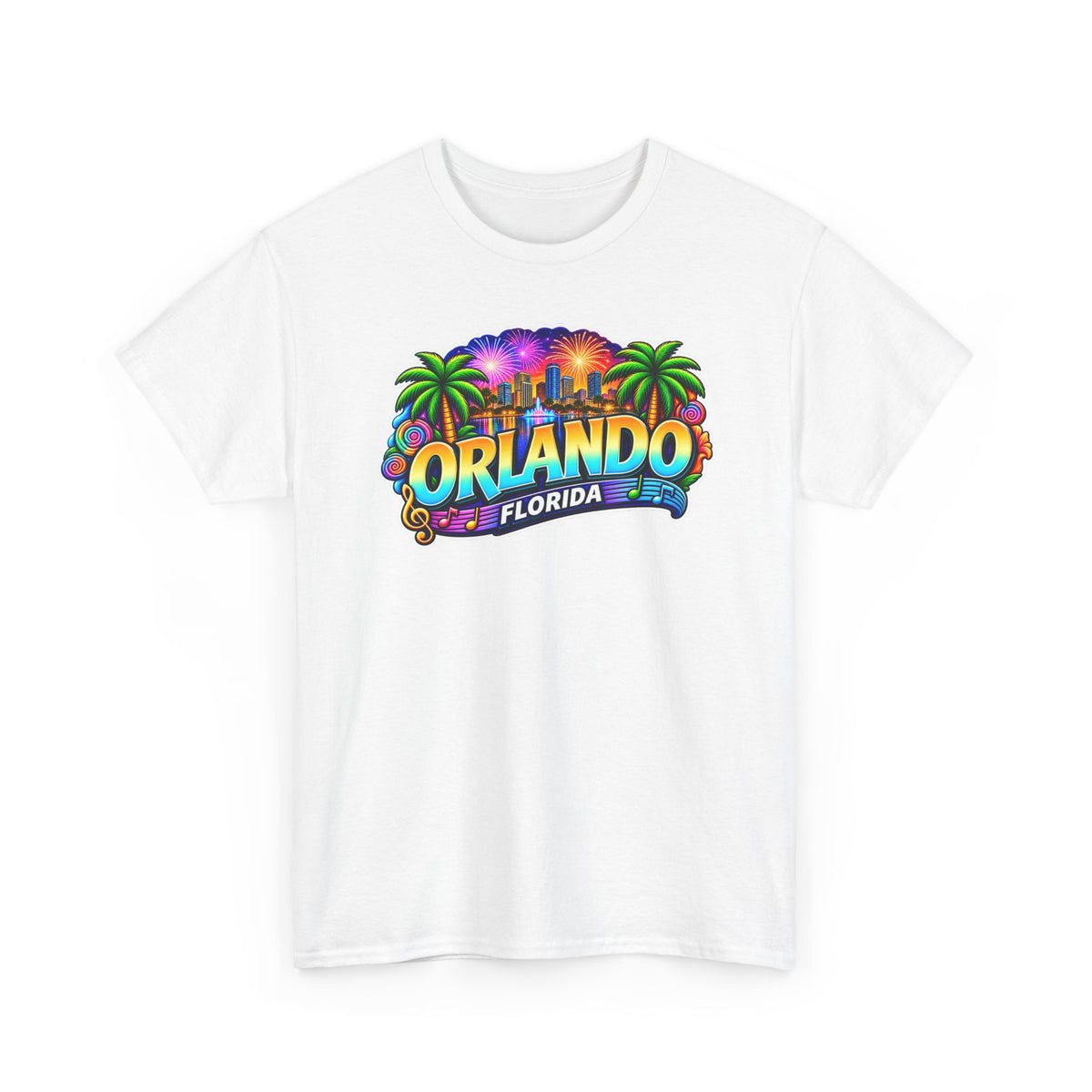 Orlando Florida Retro Sunset Palm Cotton T-Shirt